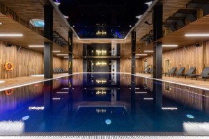 Kuren Polen: Hallenbad des Elements Hotel & Spa Bad Flinsberg Swieradów Zdrój Isergebirge Polen